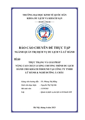 Giải pháp nâng cao chất lượng chương trình du lịch cho 