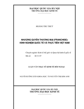 Luận Văn Thạc Sĩ Kinh Tế Đối Ngoại: Nhượng Quyền Thương 
