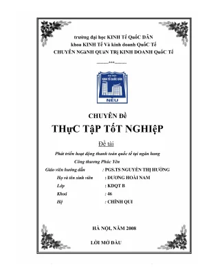Phát Triển Hoạt Động Thanh Toán Quốc Tế Tại Ngân Hàng 
