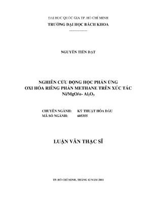 Nghiên cứu động học phản ứng oxi hóa riêng phần methane 