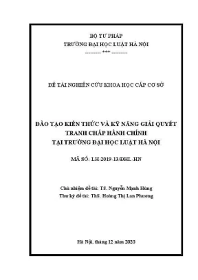 Nghiên cứu đào tạo kỹ năng giải quyết tranh chấp hành 