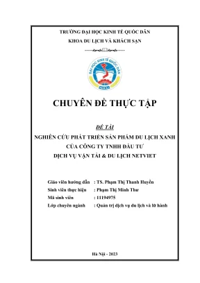 Phát triển sản phẩm du lịch xanh tại Netvie - Giải pháp
