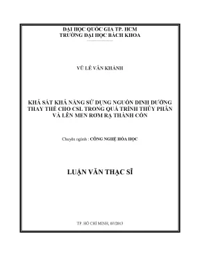 Khảo Sát Dinh Dưỡng Thay Thế CSL Trong Thủy Phân Và Lên