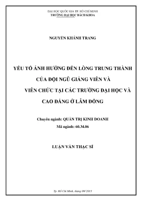 Yếu tố ảnh hưởng đến lòng trung thành của giảng viên và