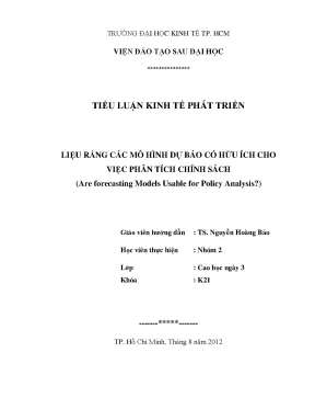 Các Mô Hình Dự Báo Hiệu Quả Trong Phân Tích Chính Sách