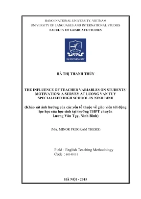 Ảnh hưởng của yếu tố giáo viên đến động lực học sinh: