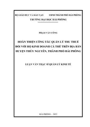 Hoàn Thiện Quản Lý Thu Thuế Hộ Kinh Doanh Cá Thể Tại