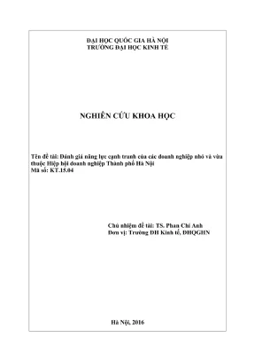Nghiên cứu đánh giá năng lực cạnh tranh doanh nghiệp nhỏ
