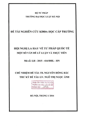 Nghiên cứu khoa học cấp trường: Tư pháp quốc tế - Lý 