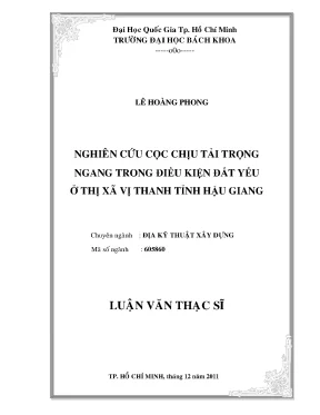 Nghiên cứu cọc chịu tải trọng ngang trong đất yếu tại Vị