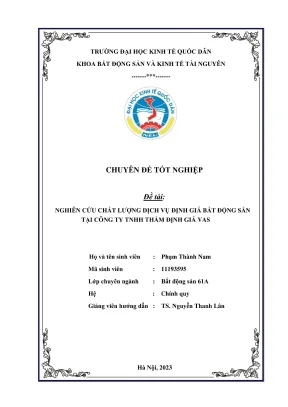 Nghiên cứu chất lượng dịch vụ định giá bất động sản tại 