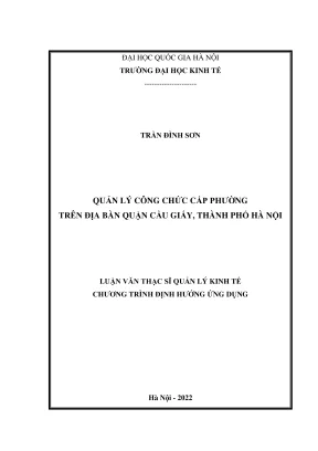 Luận Văn Thạc Sĩ Quản Lý Kinh Tế: Quản Lý Công Chức Cấp