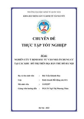 Nghiên cứu ý định đầu tư vào nhà chung cư tại các khu đô 