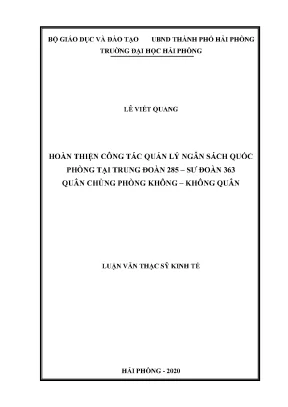 Hoàn thiện quản lý ngân sách quốc phòng tại Trung đoàn