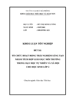 Tổ chức hoạt động trải nghiệm sáng tạo tích hợp giáo dục
