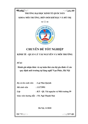 Đánh giá nhận thức và tuân thủ quy định môi trường của 