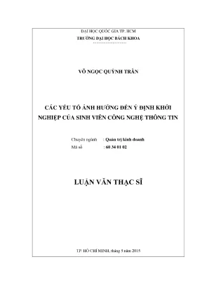 Các yếu tố ảnh hưởng đến ý định khởi nghiệp của sinh