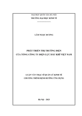 Luận văn thạc sĩ quản lý kinh tế phát triển thị trường điện của tổng công ty điện lực dầu khí việt nam