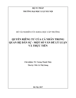 Nghiên cứu quyền riêng tư cá nhân trong quan hệ dân sự: 