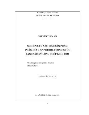 Nghiên cứu xác định sản phẩm phân hủy 1-naphthol trong