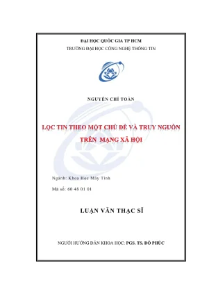 Luận Văn Thạc Sĩ Khoa Học Máy Tính: Lọc Tin Theo Chủ Đề 