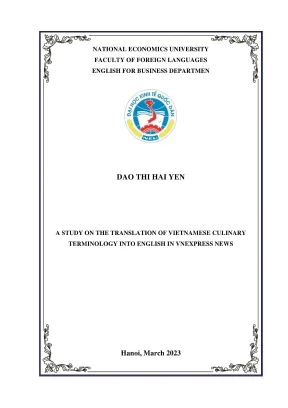 Nghiên cứu dịch thuật thuật ngữ ẩm thực Việt sang tiếng