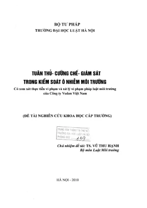 Nghiên cứu khoa học cấp trường về kiểm soát ô nhiễm môi 