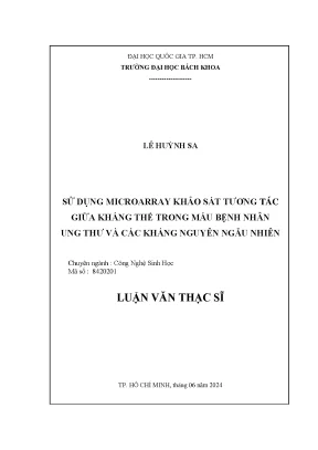 Luận Văn Thạc Sĩ: Ứng Dụng Microarray Khảo Sát Tương Tác