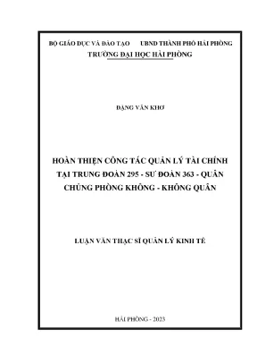 Hoàn thiện quản lý tài chính tại Trung đoàn 295, Sư đoàn