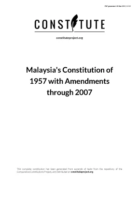 Hiến Pháp Malaysia 1957 và Các Sửa Đổi Đến Năm 2007