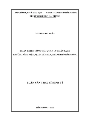 Hoàn Thiện Công Tác Quản Lý Ngân Sách Phường Vĩnh Niệm,