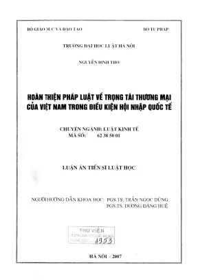 Hoàn thiện pháp luật trọng tài thương mại Việt Nam trong