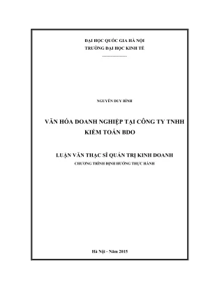 Luận Văn Thạc Sĩ Quản Trị Kinh Doanh: Văn Hóa Doanh