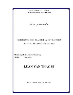 Nghiên cứu tính toán cột đất trộn xi măng gia cố nền đất