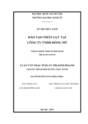 Luận Văn Thạc Sĩ Quản Trị Kinh Doanh: Đào Tạo Nhân Lực