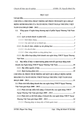 Phân tích thống kê kết quả kinh doanh Ngân hàng Ngoại 