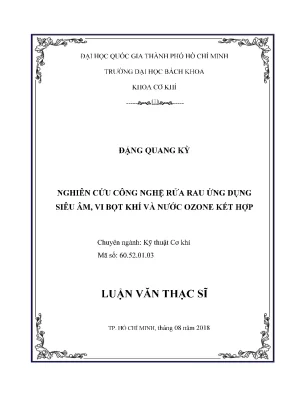Nghiên cứu công nghệ rửa rau bằng siêu âm vi bọt khí và
