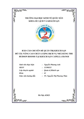 Nâng cao chất lượng dịch vụ nhà hàng The Hudson Rooms 