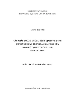 Các yếu tố ảnh hưởng đến ứng dụng công nghệ cao trong