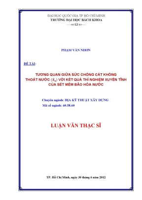 Luận văn thạc sĩ: Tương quan sức chống cắt không thoát