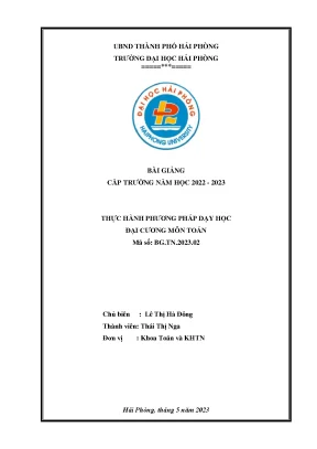 Hướng dẫn thực hành phương pháp dạy học môn toán đại 