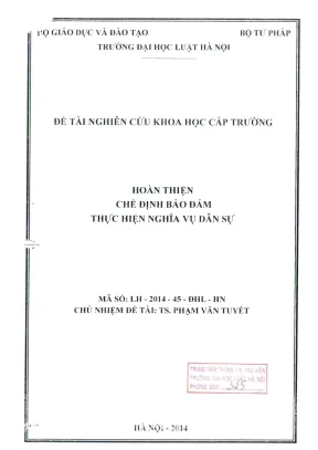 Hoàn Thiện Chế Định Bảo Đảm Thực Hiện Nghĩa Vụ Dân Sự - 