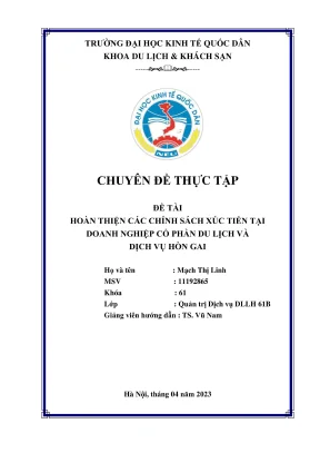 Hoàn Thiện Chính Sách Xúc Tiến Tại Doanh Nghiệp Du Lịch 
