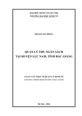 Luận Văn Thạc Sĩ: Quản Lý Thu Ngân Sách Hiệu Quả Tại