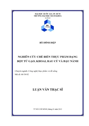 Nghiên cứu chế biến thực phẩm dạng bột từ gạo, khoai, 