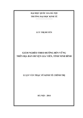 Luận Văn Thạc Sĩ: Giảm Nghèo Bền Vững Tại Huyện Gia