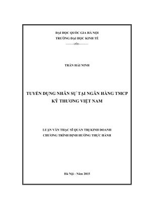 Luận Văn Thạc Sĩ Quản Trị Kinh Doanh: Tuyển Dụng Nhân Sự