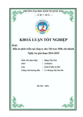 Khóa luận tốt nghiệp: Đầu tư phát triển tại True Milk 