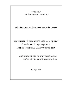 Nghiên cứu địa vị pháp lý của người Việt Nam định cư 