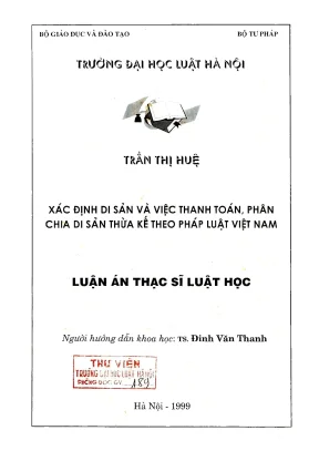 Luận Văn Thạc Sĩ Luật Học: Xác Định Di Sản Và Phân Chia